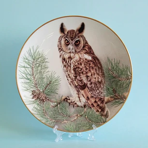 Plato decorativo Limoges Haviland “Long-eared Owl” • Francia 1984
