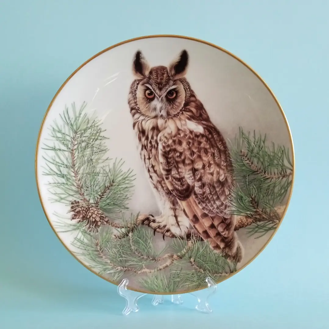 Plato decorativo Limoges Haviland “Long-eared Owl” • Francia 1984 1