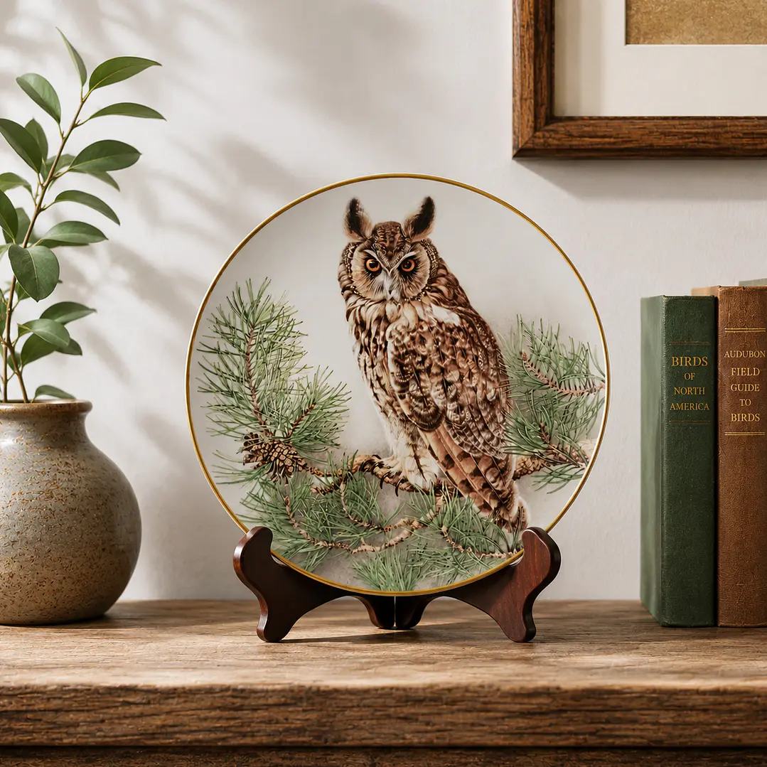 Plato decorativo Limoges Haviland “Long-eared Owl” • Francia 1984 7