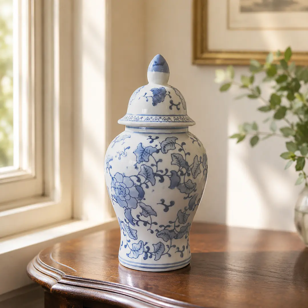 Jarrón de porcelana europeo tipo ginger jar 7