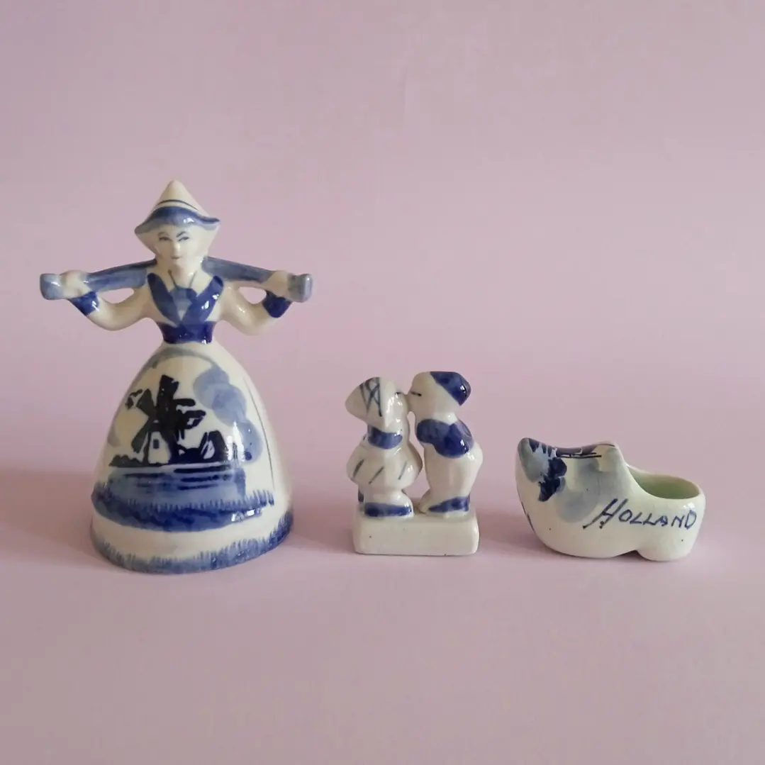 Set de 3 figuras vintage holandesas estilo Delft 1