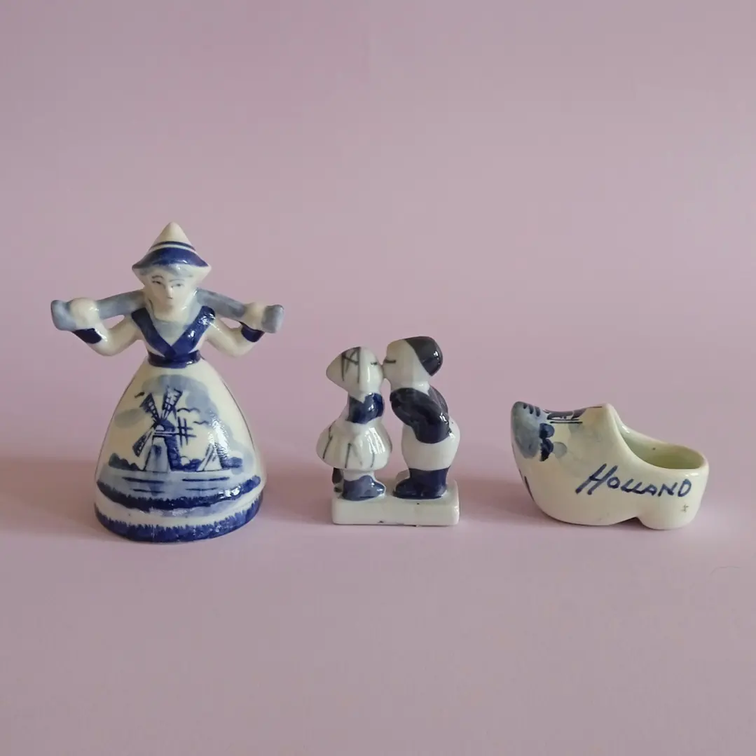 Set de 3 figuras vintage holandesas estilo Delft 2