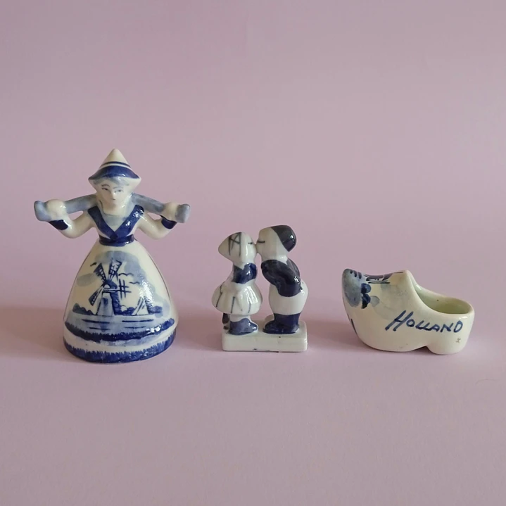 Set de 3 figuras vintage holandesas estilo Delft 2