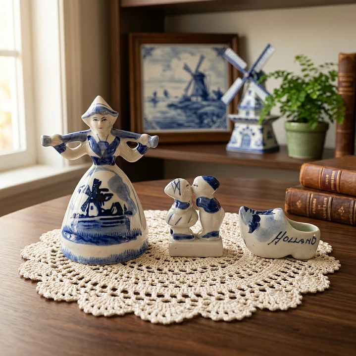 Set de 3 figuras vintage holandesas estilo Delft 10