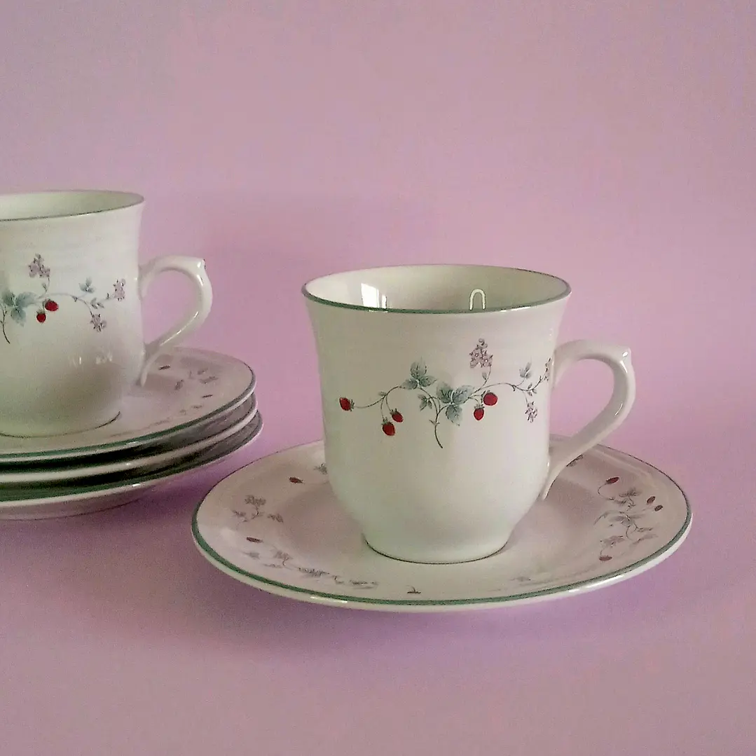Juego de 4 dúos de té vintage Summer Fruit  1