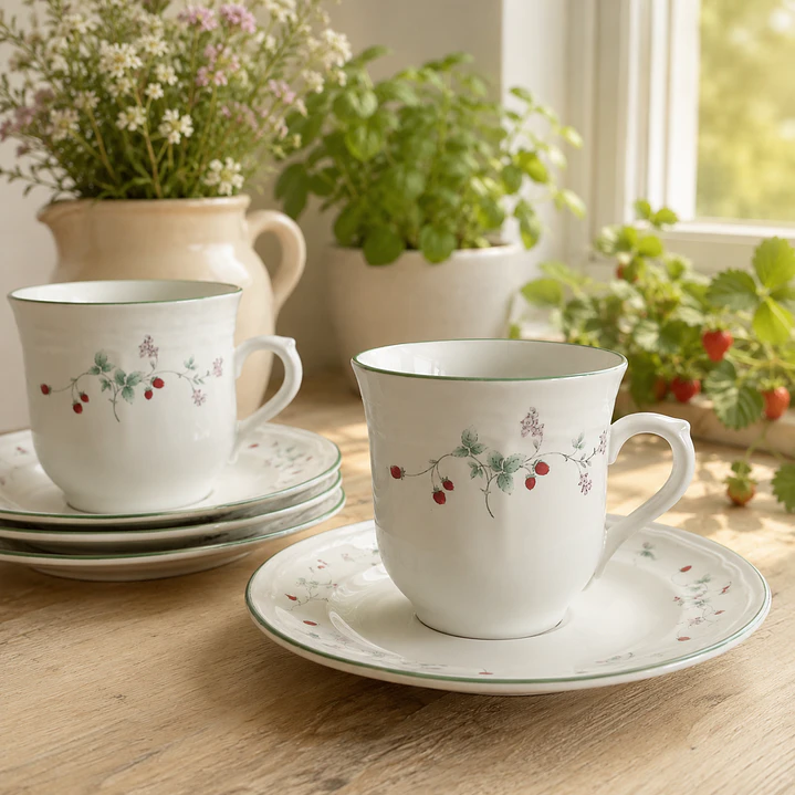 Juego de 4 dúos de té vintage Summer Fruit  9