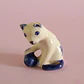 Par de miniaturas de gatitos en porcelana y cerámica enlozada - Miniatura 5