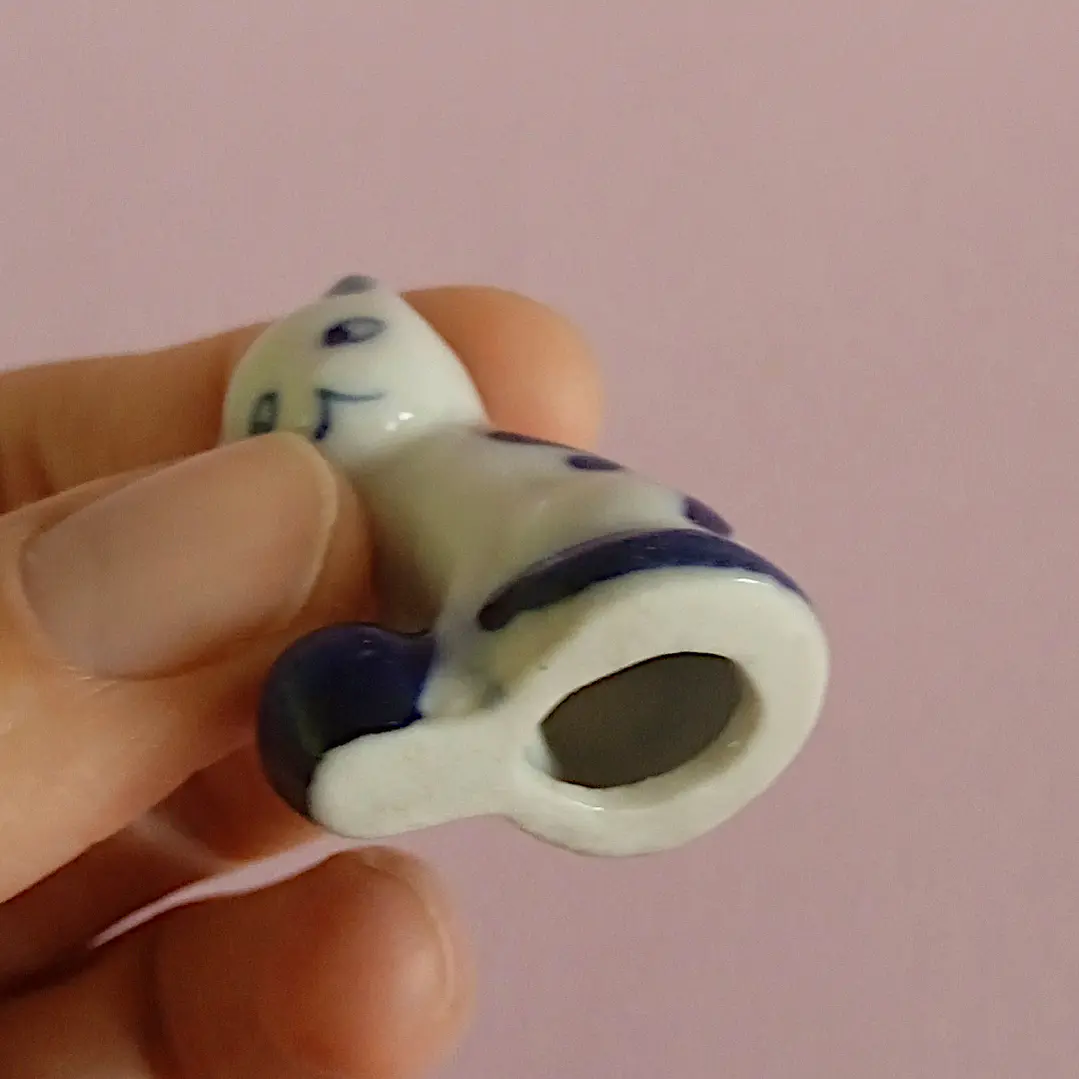 Par de miniaturas de gatitos en porcelana y cerámica enlozada 7