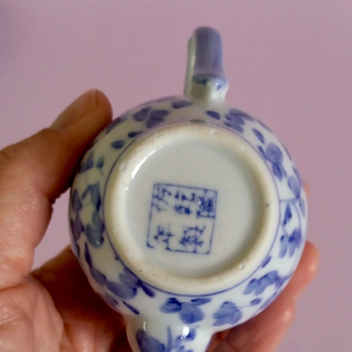 Juego de té chino en miniatura de porcelana vintage 5