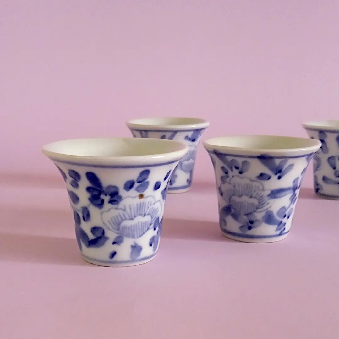 Juego de té chino en miniatura de porcelana vintage 9