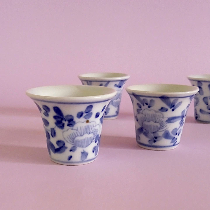 Juego de té chino en miniatura de porcelana vintage 9