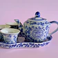 Juego de té chino en miniatura de porcelana vintage - Miniatura 8