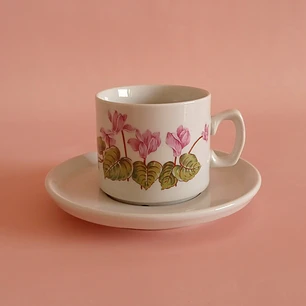 Dúo de café decorativo de porcelana italiana • con detalle
