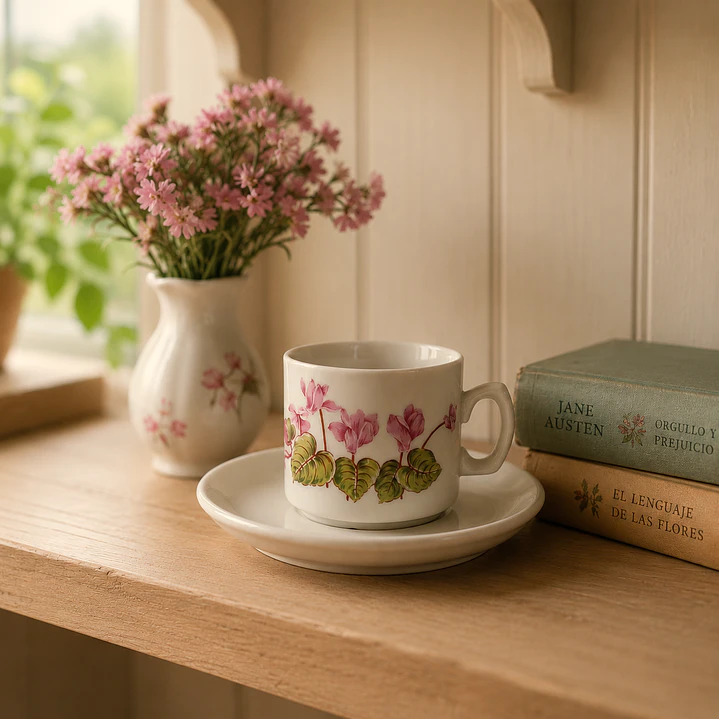Dúo de café decorativo de porcelana italiana • con detalle 9