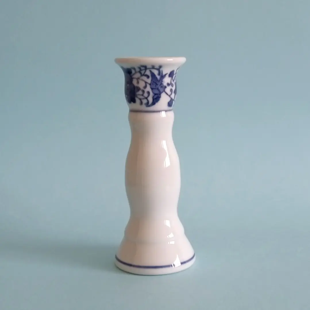 Candelero vintage de porcelana estilo oriental • azul y blanco 4