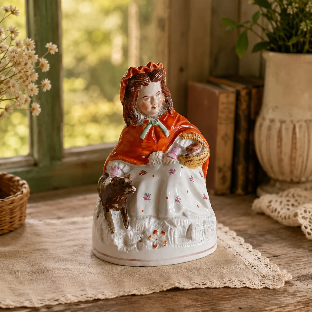 Figura antigua de Caperucita Roja • cerámica 8