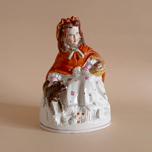 Figura antigua de Caperucita Roja • cerámica inglesa