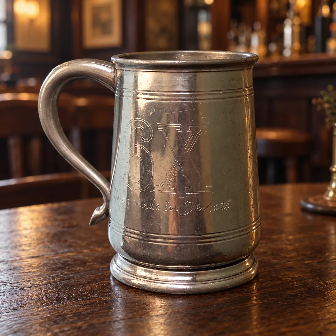 Jarro de peltre de cerveza 6X de Wadworth • Inglaterra 8