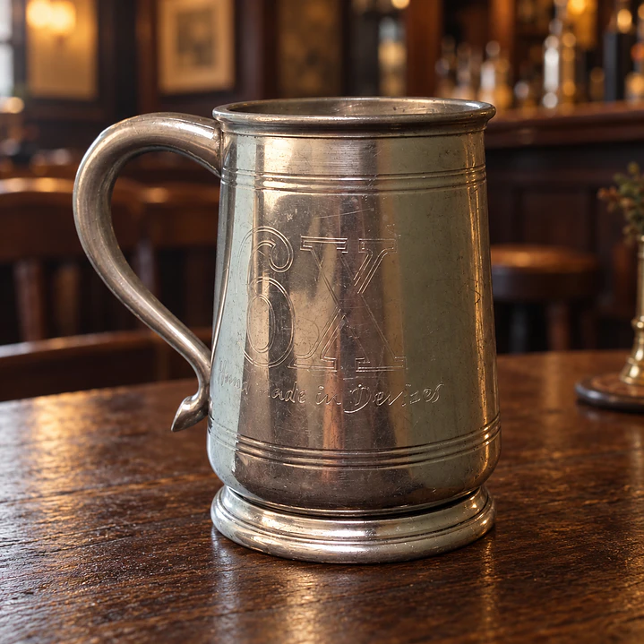 Jarro de peltre de cerveza 6X de Wadworth • Inglaterra 8