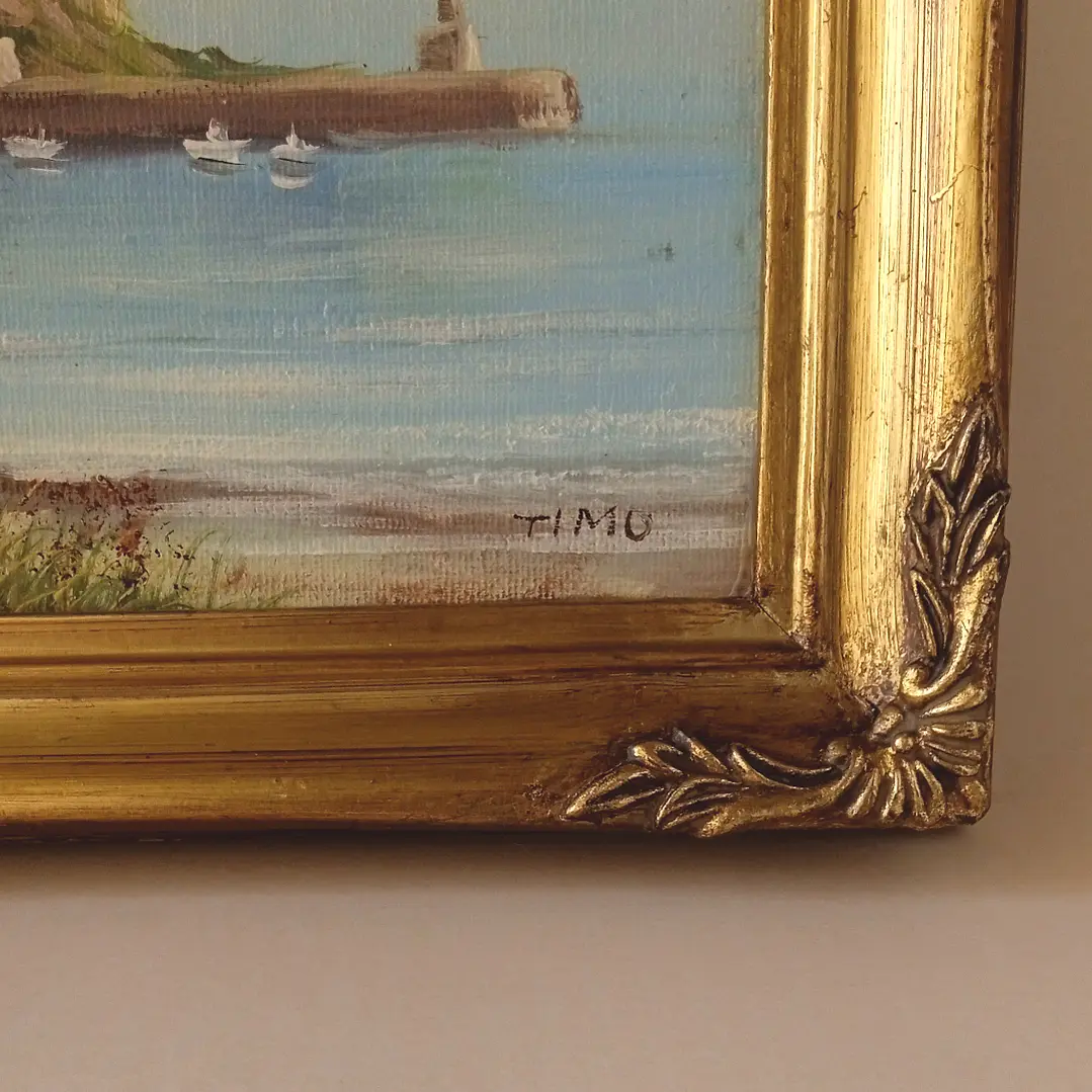 Cuadro al Óleo Vintage del Castillo Mont Orgueil, Isla de Jersey 2