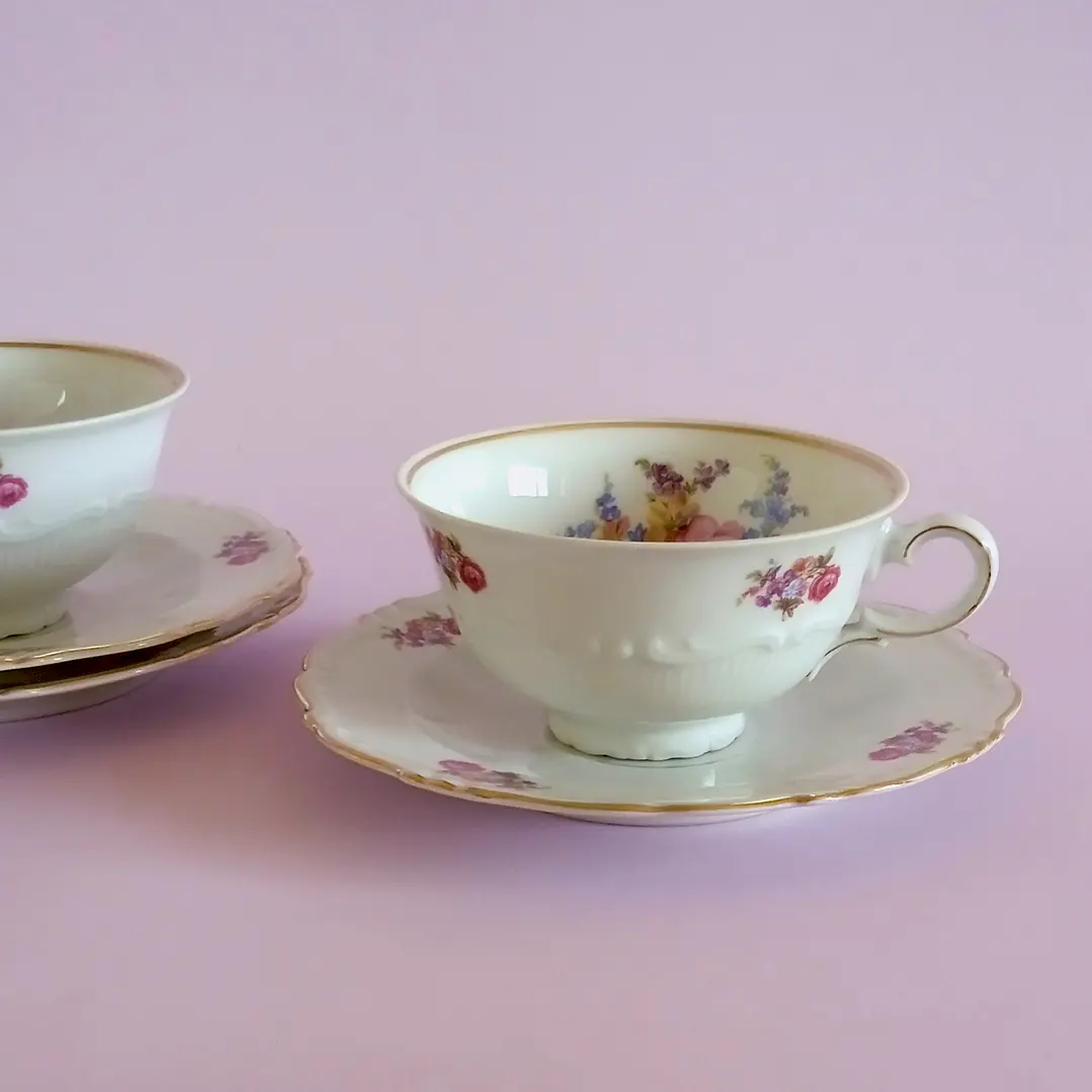 Cafetera de porcelana y tazas para café alemanes • 1960 5