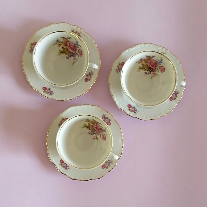 Cafetera de porcelana y tazas para café alemanes • 1960 4