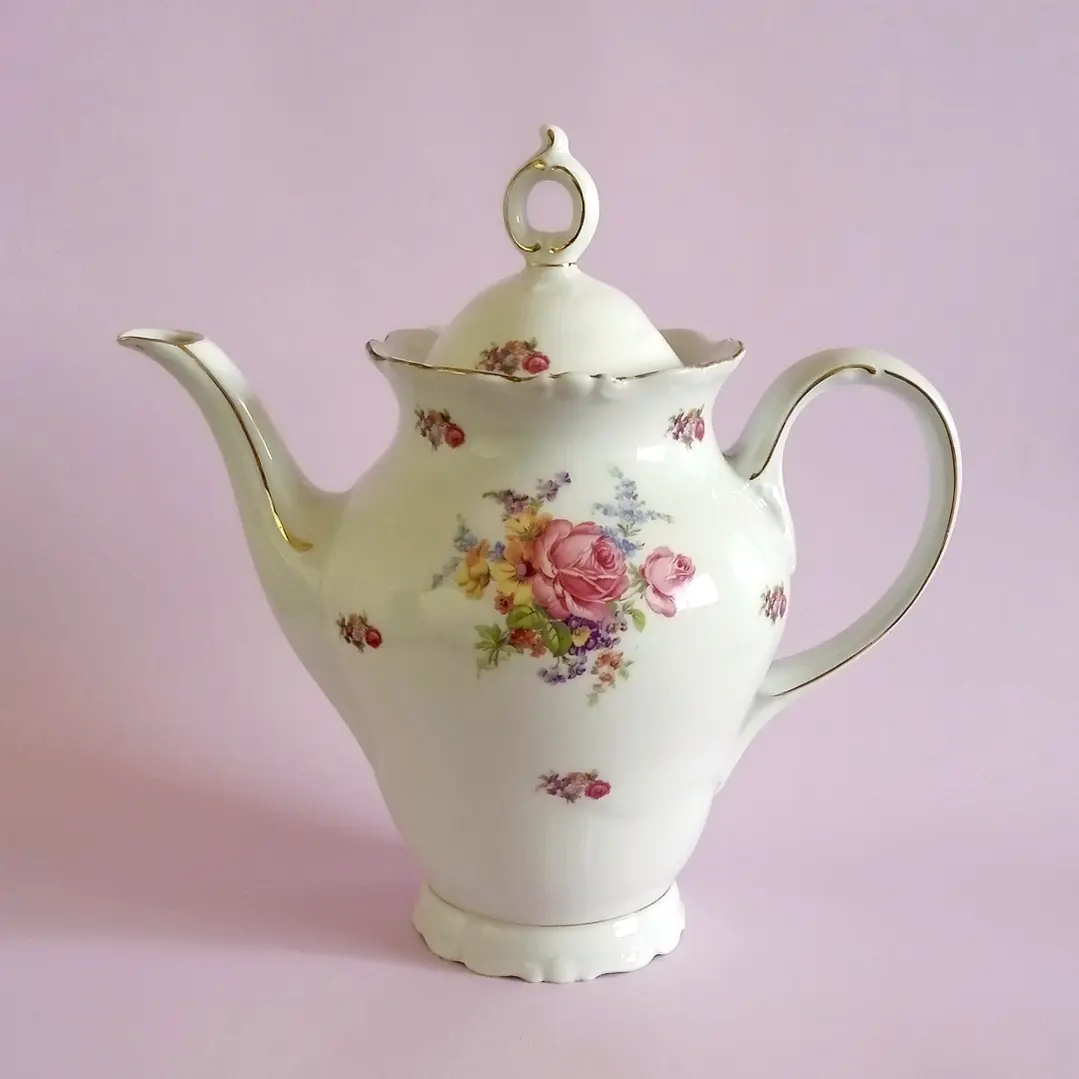 Cafetera de porcelana y tazas para café alemanes • 1960 2