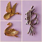 Tres prendedores vintage • Aves y Ramo Floral - Miniatura 6