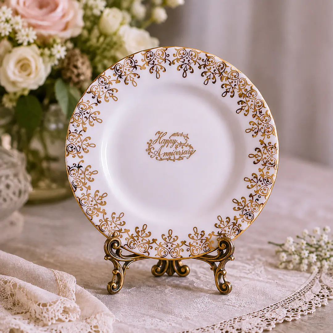 Plato decorativo de porcelana Royal Albert “Happy Anniversary” 6