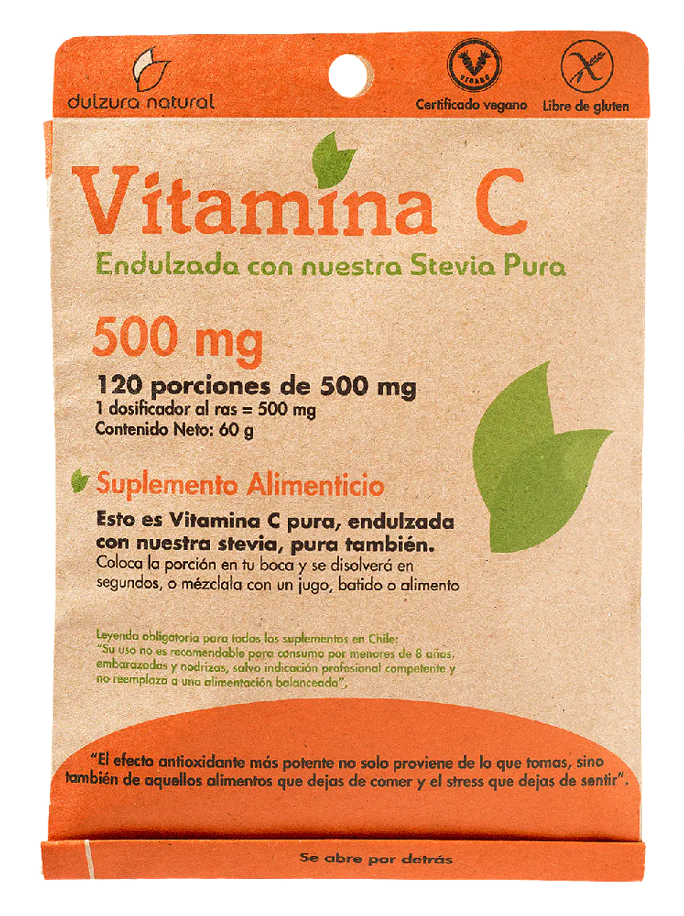 Vitamina C Dulzura Natural 120 porciones de 500 mg 1
