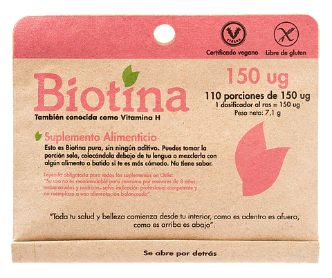 Biotina Dulzura Natural - 110 porciones de 150 ug