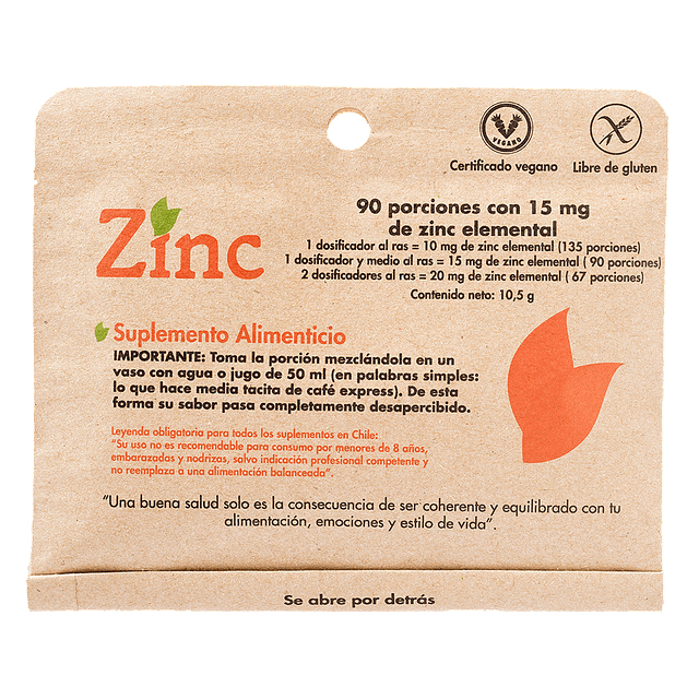 Zinc Dulzura Natural - 90 porciones