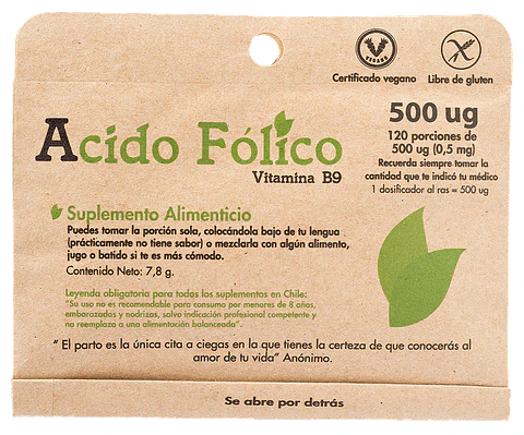 Ácido Fólico Dulzura Natural - 120 porciones de 500 ug