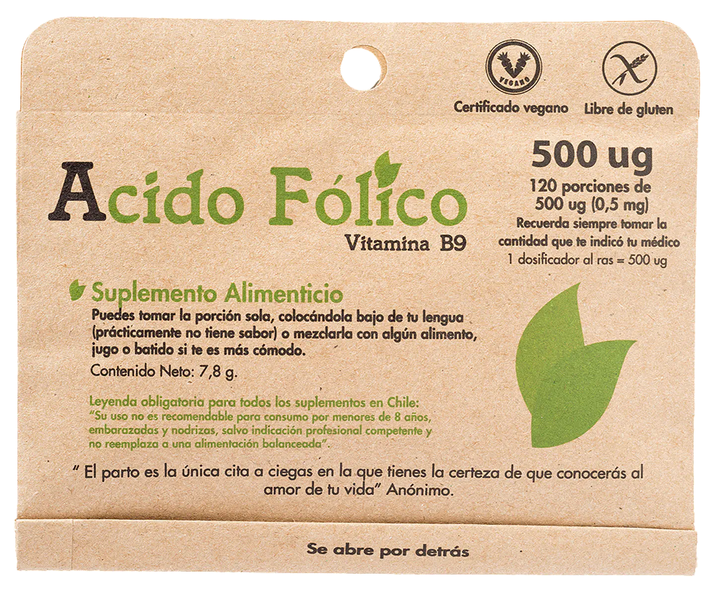 Ácido Fólico Dulzura Natural - 120 porciones de 500 ug 1