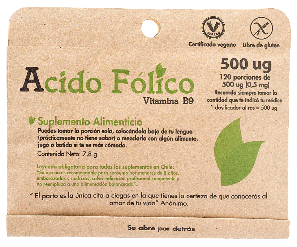 Ácido Fólico Dulzura Natural - 120 porciones de 500 ug 1
