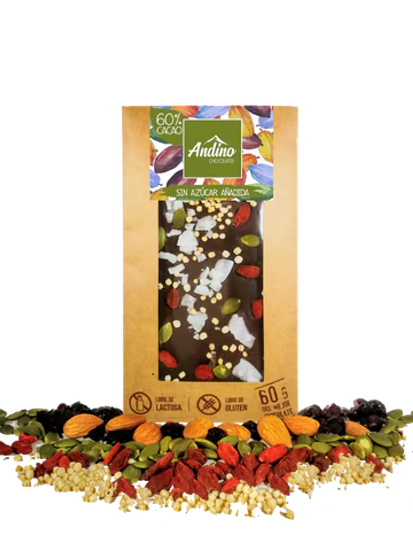 Barra Chocolate Andino 60% sin azúcar añadida 1
