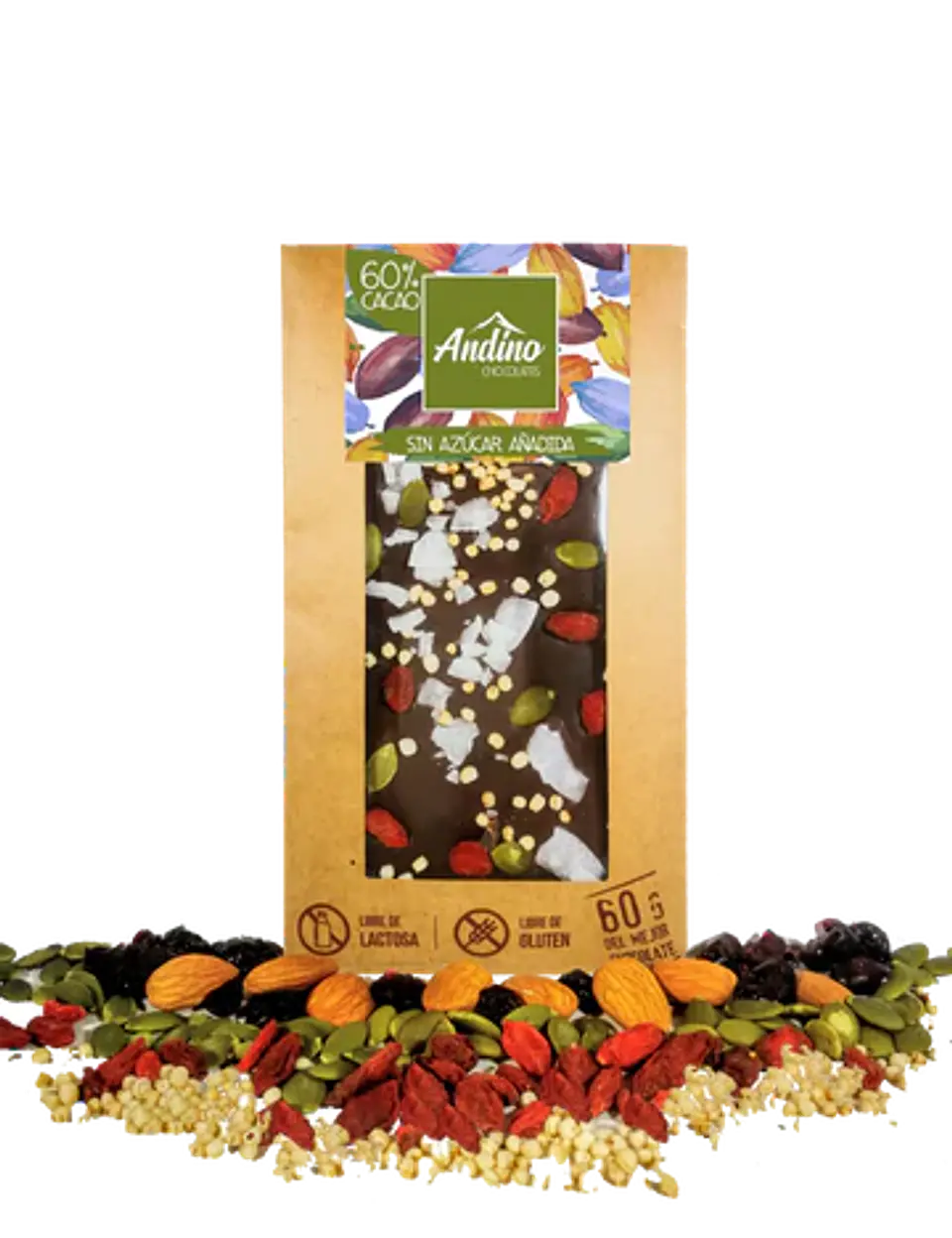 Barra Chocolate Andino 60% sin azúcar añadida 1
