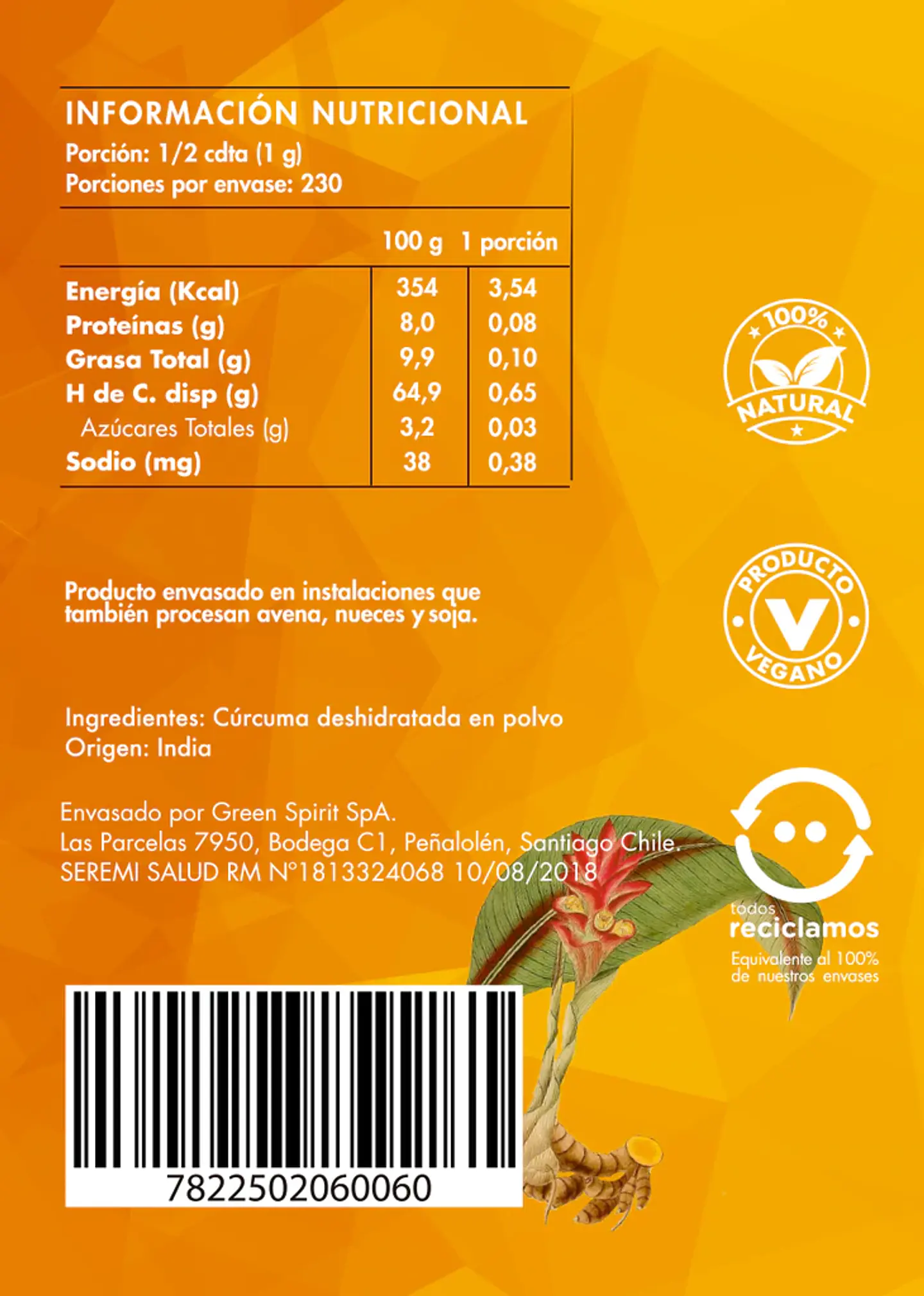 Cúrcuma en Polvo Brota 230 grs 2
