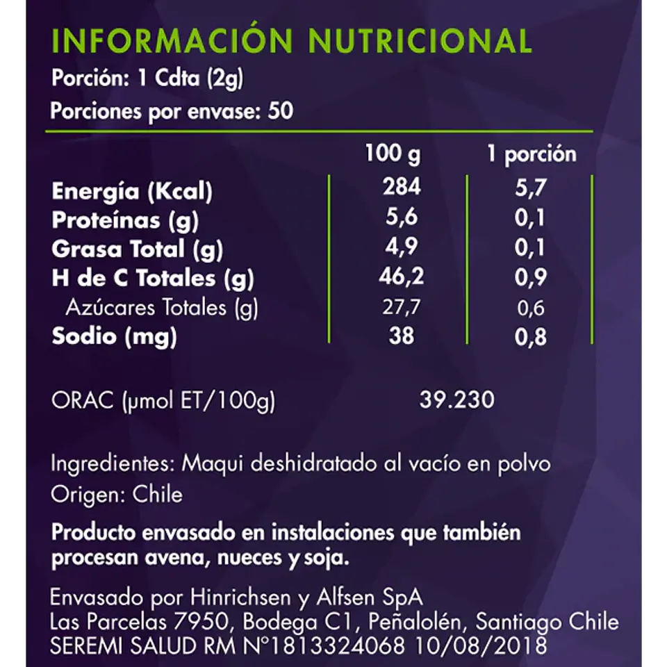 Maqui Desidratado en Polvo Antiox 100 g 2
