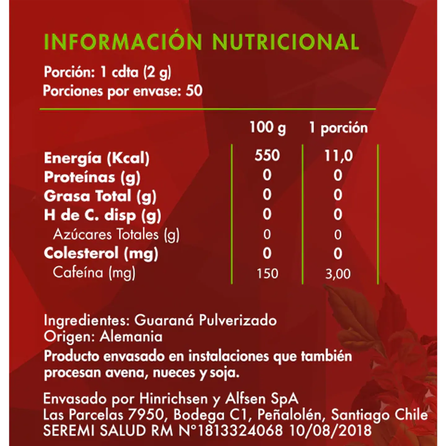 Guaraná en Polvo Energy 100 grs 2