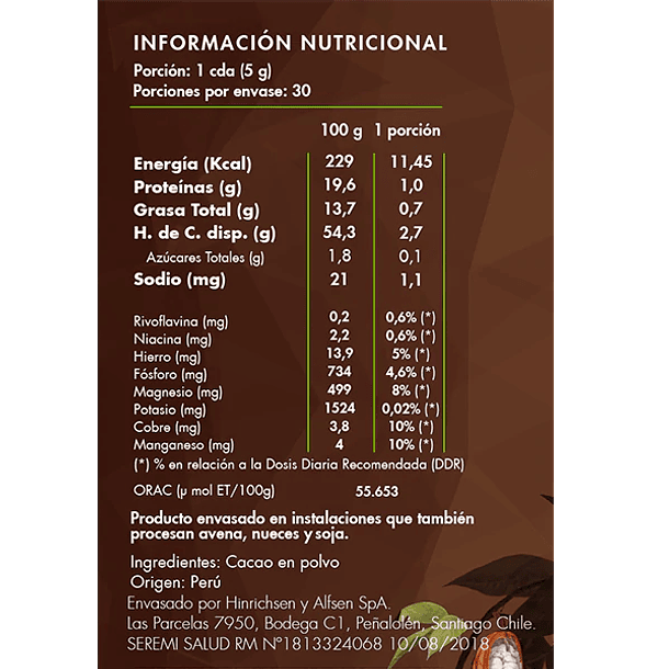 Cacao Orgánico en Polvo 150 g 2