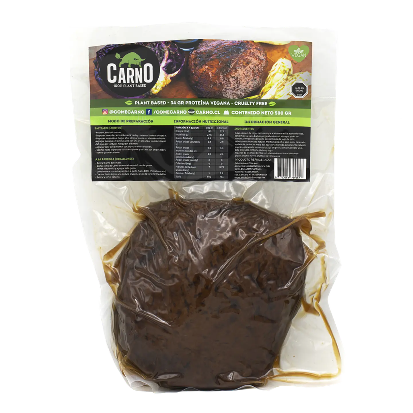 Lomito Vegetal Trozo Carno 500g 1