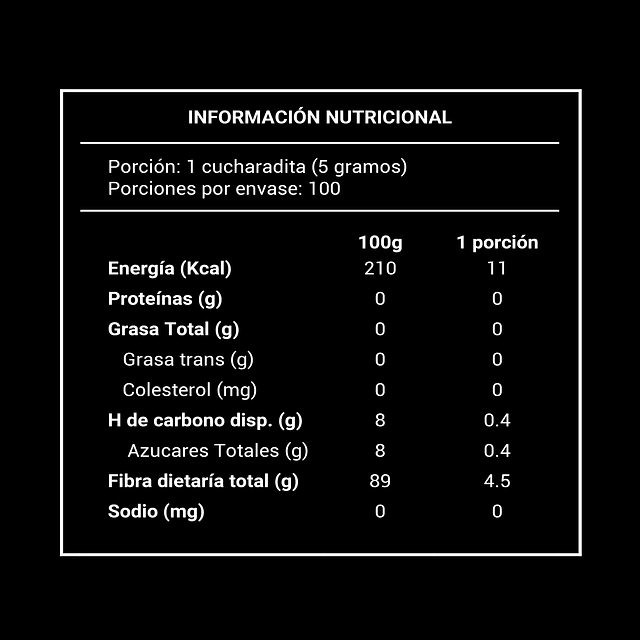 Fibra Prebiótica Inulina en Polvo 500g - 100 porciones