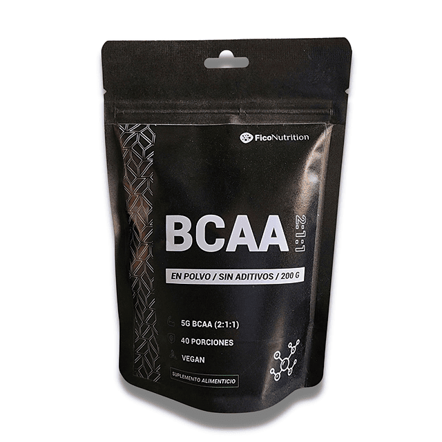 BCAA (Leucina, Isoleucina y Valina) 2:1:1 - 200 GR (40 porciones) FicoNutrition