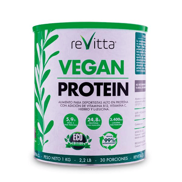 Proteína Vegana Revitta Chocolate 1 kg - 30 porciones