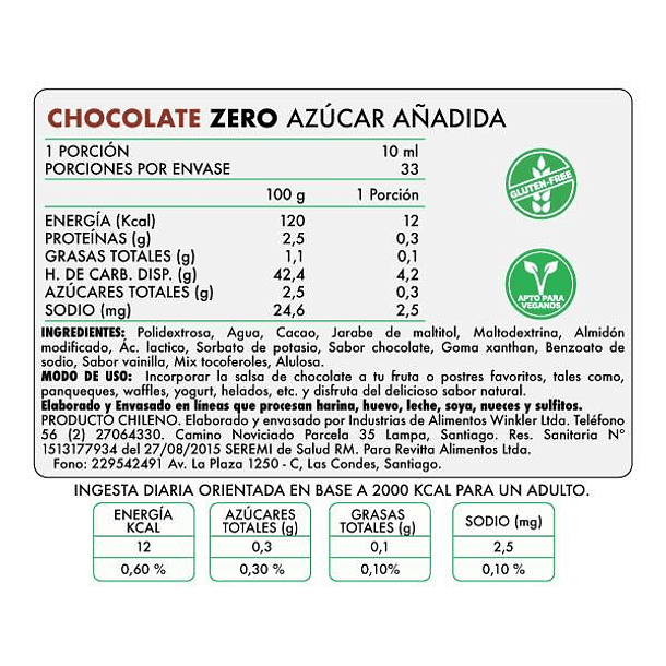 Salsa Zero Chocolate Revitta 330g  2