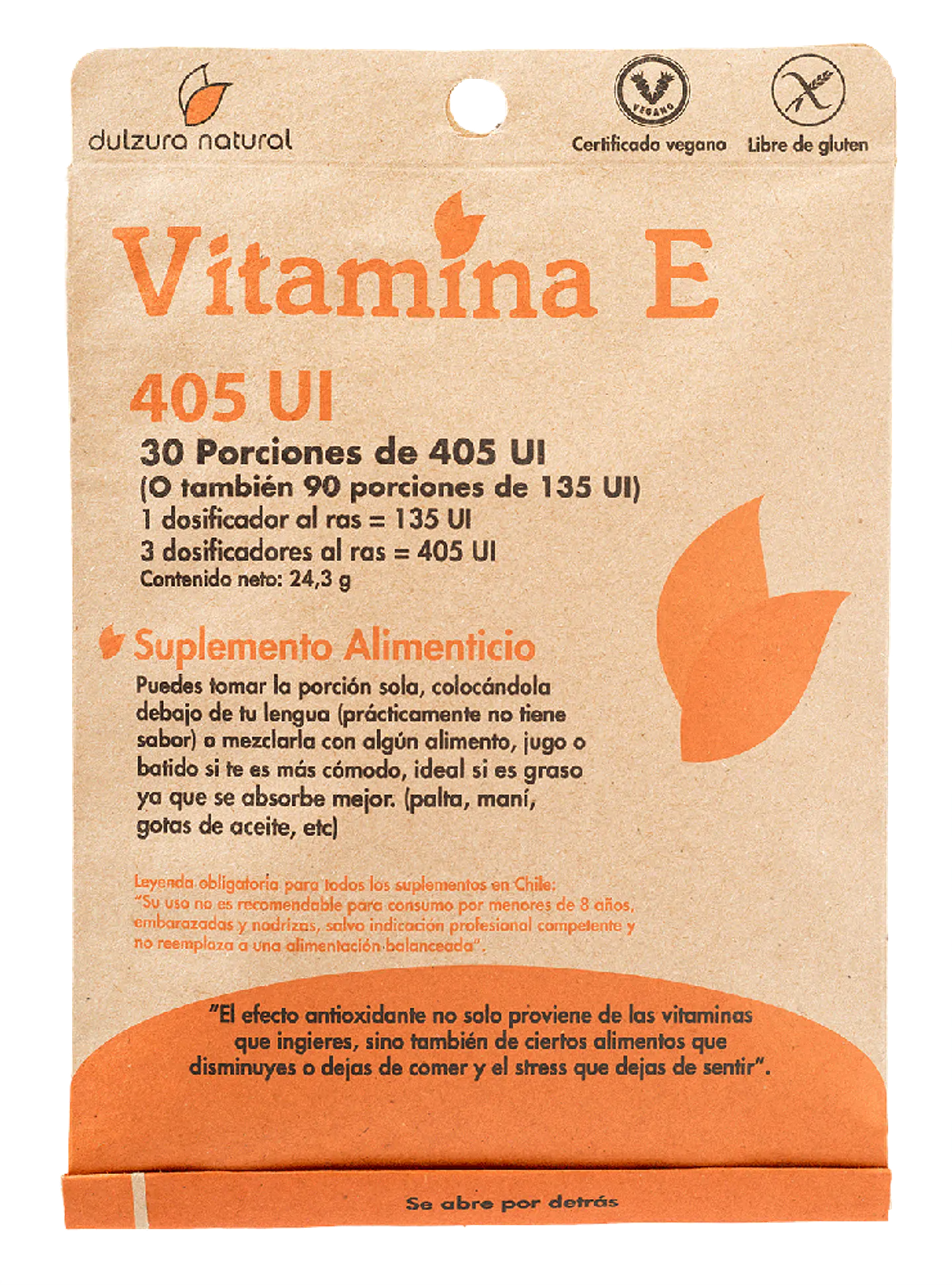 Vitamina E Dulzura Natural - 30 Porciones de 405 UI 1