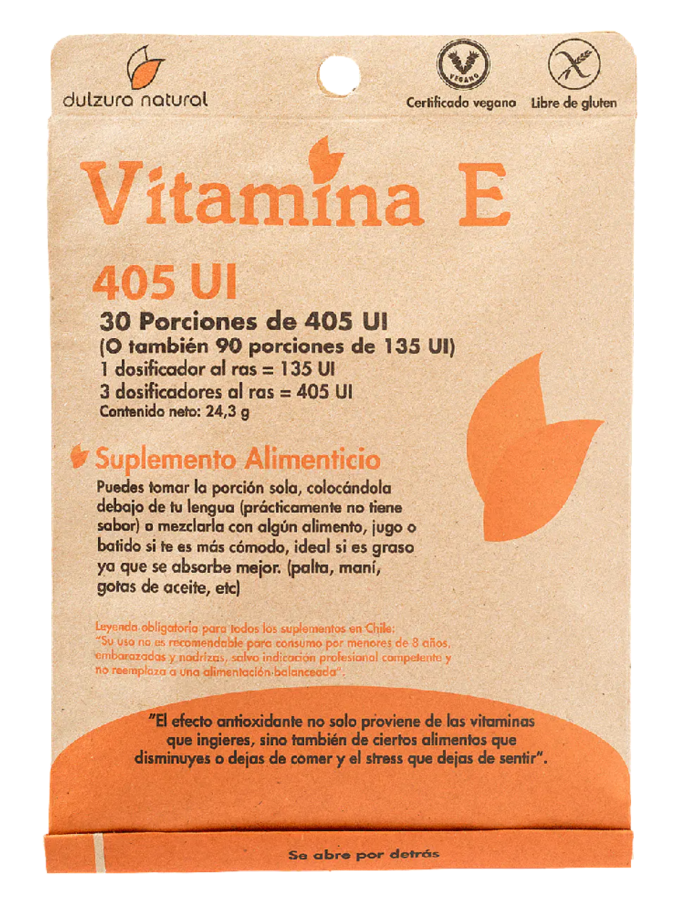 Vitamina E Dulzura Natural - 30 Porciones de 405 UI 1