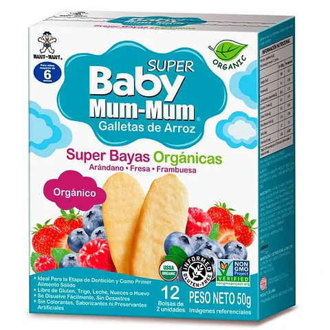Galletas de Arroz Baby Mum-Mum Super Bayas 50g 12 un