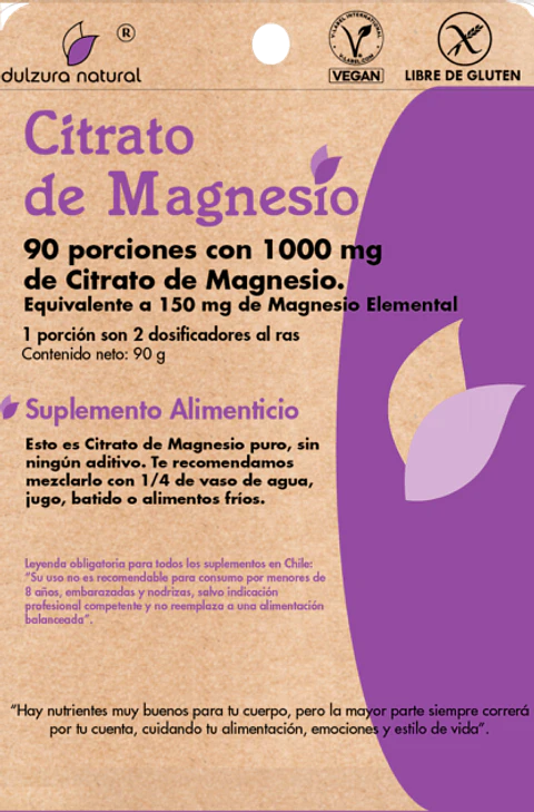 Citrato de Magnesio Dulzura Natural 90 Porciones 1000 mg
